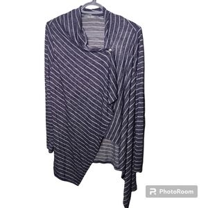 *4/$20* Coin 1804 Los Angeles Striped‎ Button Closure Asymmetrical Cardigan Lg